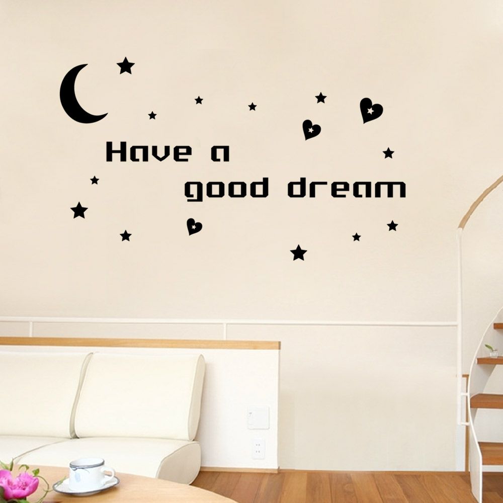 have a good dream quote wall decor stickers moon and heart shape