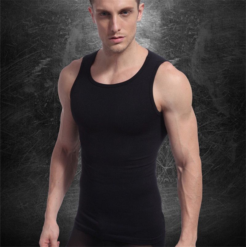 2017 Durable Black/Gray Men Gym Tank Tops Body Shaper Vest Shirt Sexy ...
