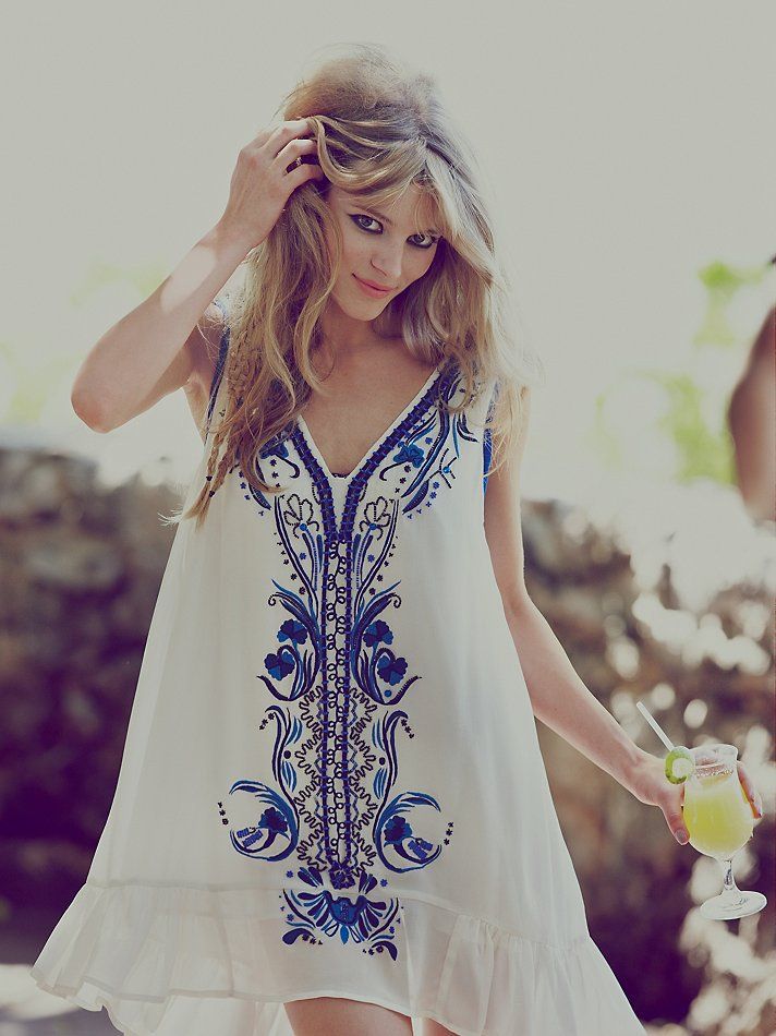 blue and white beach dress