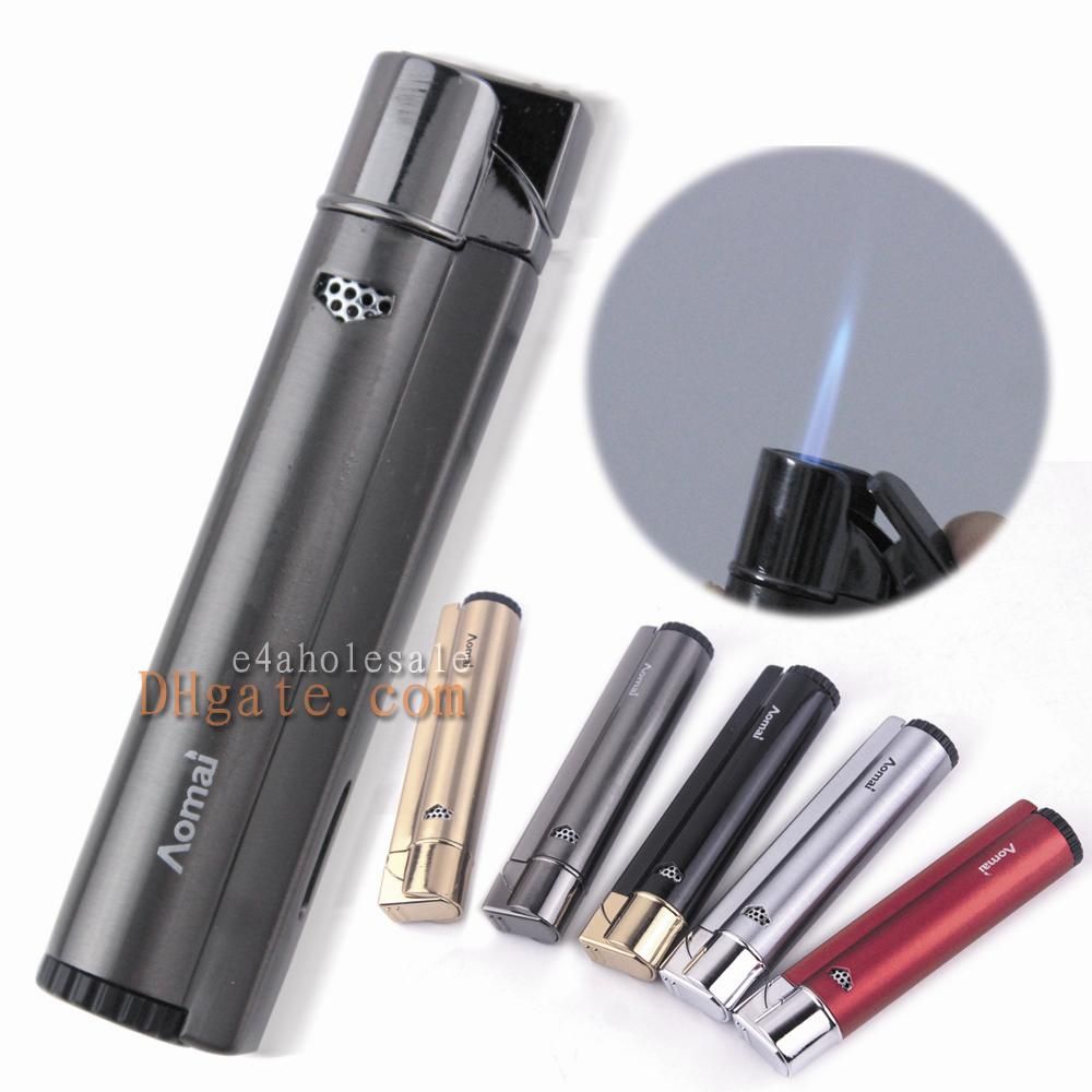 2019 Metal Aomai Brand Blue Jet Flame W/Gas Window Butane Gas Cigarette