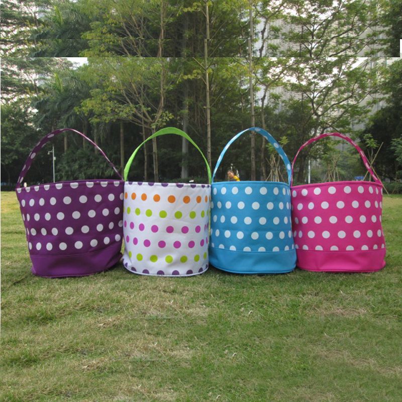 Wholesale Blanks Polka Dot Easter Buckets, Easter Tote, Monogrammed