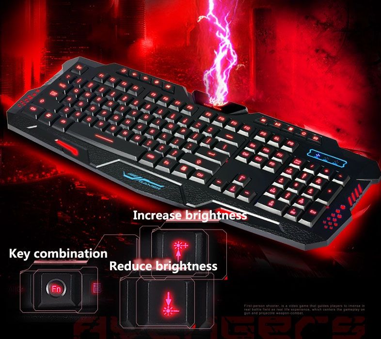 HK M200 Gaming Keyboard Tri Color Backlit Keyboard 19 Keys No Conflict