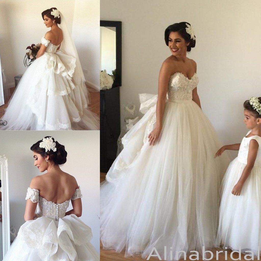 Victorian Princess Ball Gown Wedding Dresses With Detachable Train