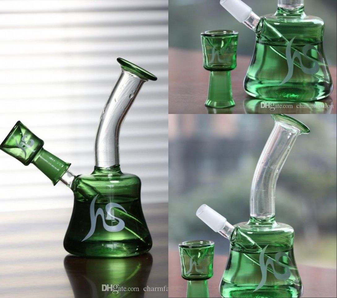 2020 Newest Mini Glass Water Pipes Thick Glass Green Recycler Oil Rigs