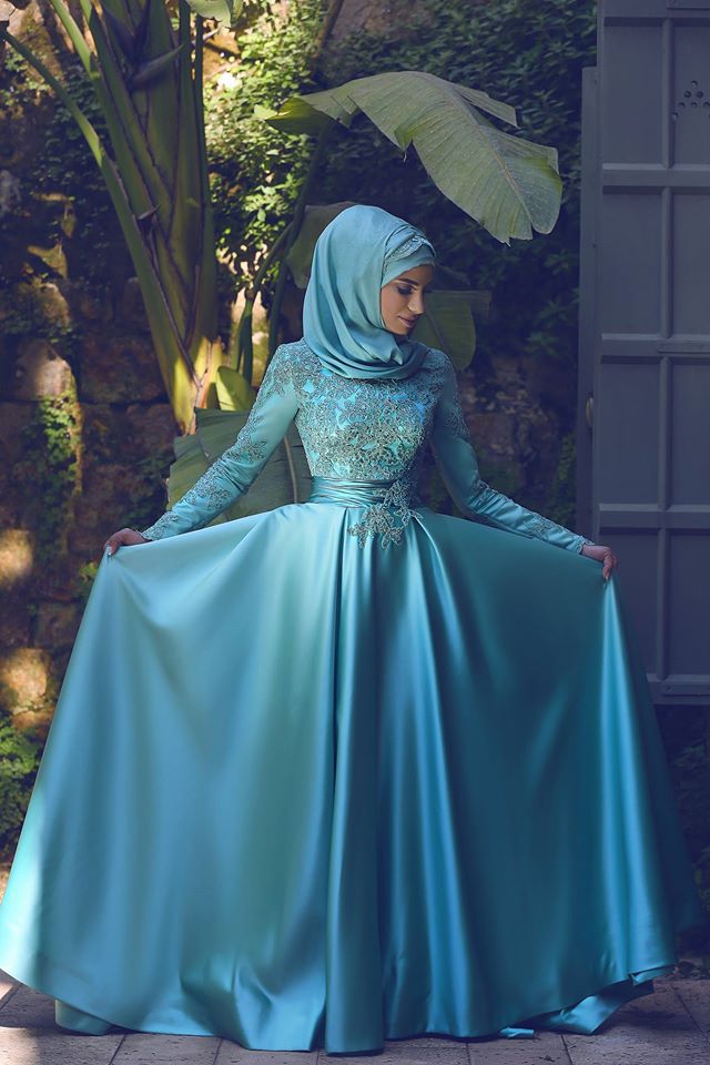 Muslim Style Formal Evening Dresses For Women With Applique Long Jewel