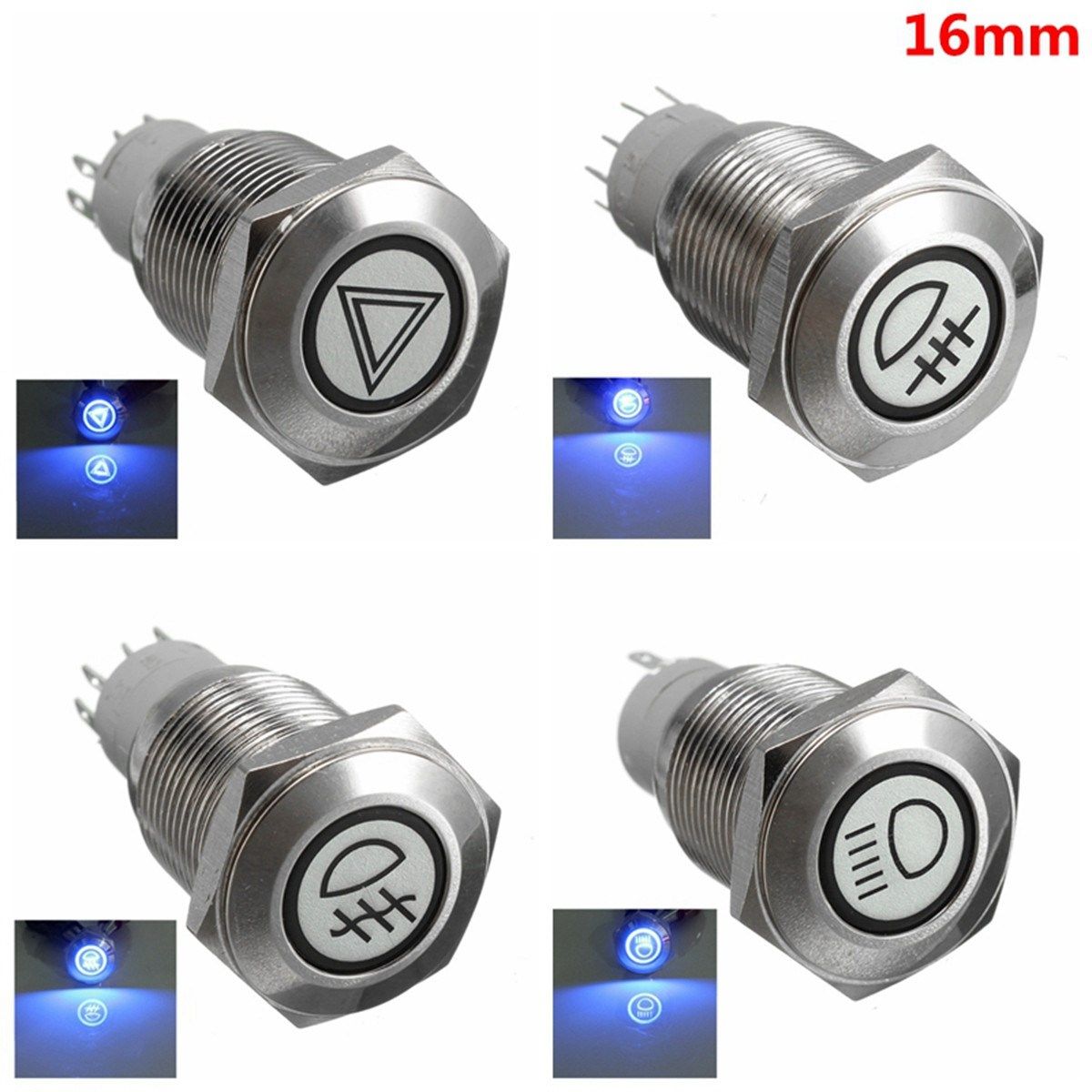 2021 Car 16mm LED Illuminated Self Locking Stainless Steel Water Proof