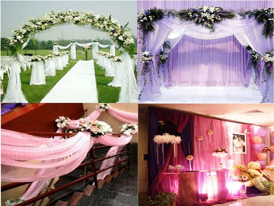 BLACK Elegant Wedding Table Valance Chair Decor Sheer Swags Fabric Any Party 