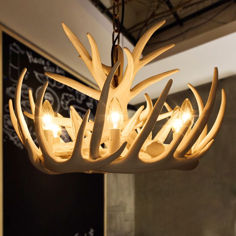 6 Lights Europe Deer Horn Antler Pendant Lamp Resin White 6 Lights Europe Deer Horn Antler Pendant Lamp Resin White Lampshade Living Room Decor Suspension Luminaire Light Fixture Black