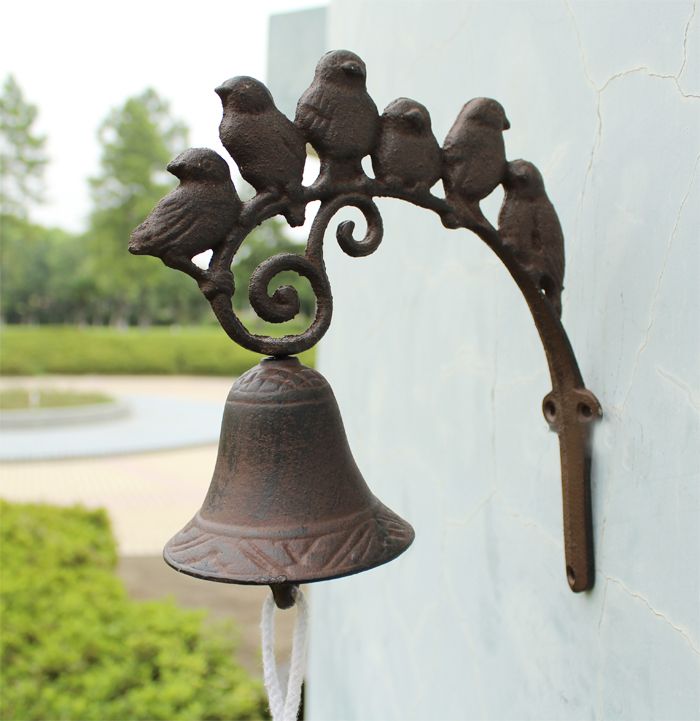 2019 Cast Iron 6 Birds On Leaf Dinner Bell Wall Mounted Hanging