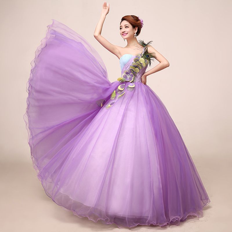 purple peacock dress