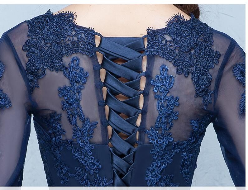 Elegant Navy Blue Mother Of The Bride Dresses Half Sleeves Sheer With