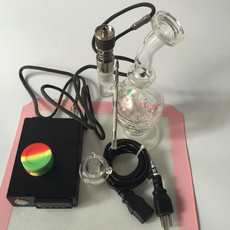 Female 14mm Joint Recycler Oil Rigs Glass Bubbler For Diy Smoker Nail Coil With Ti Bong Vapor Wax Dry Herb Tool Mat Kits