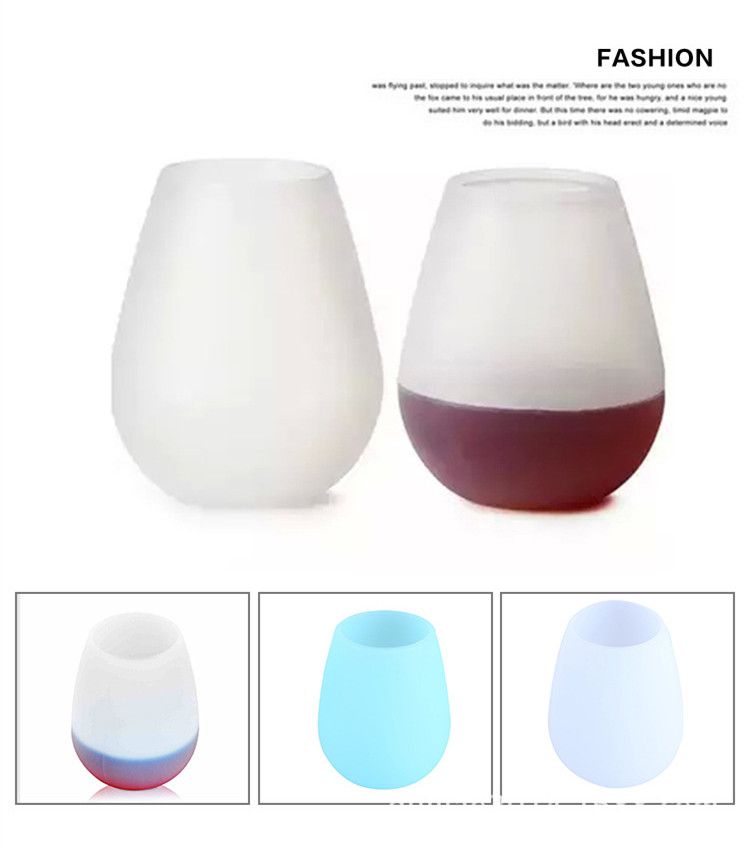 2021 Silicone Stemless Wine Glasses New Colorful Unbreakable Clear Rubber Wine Glass 100 FDA