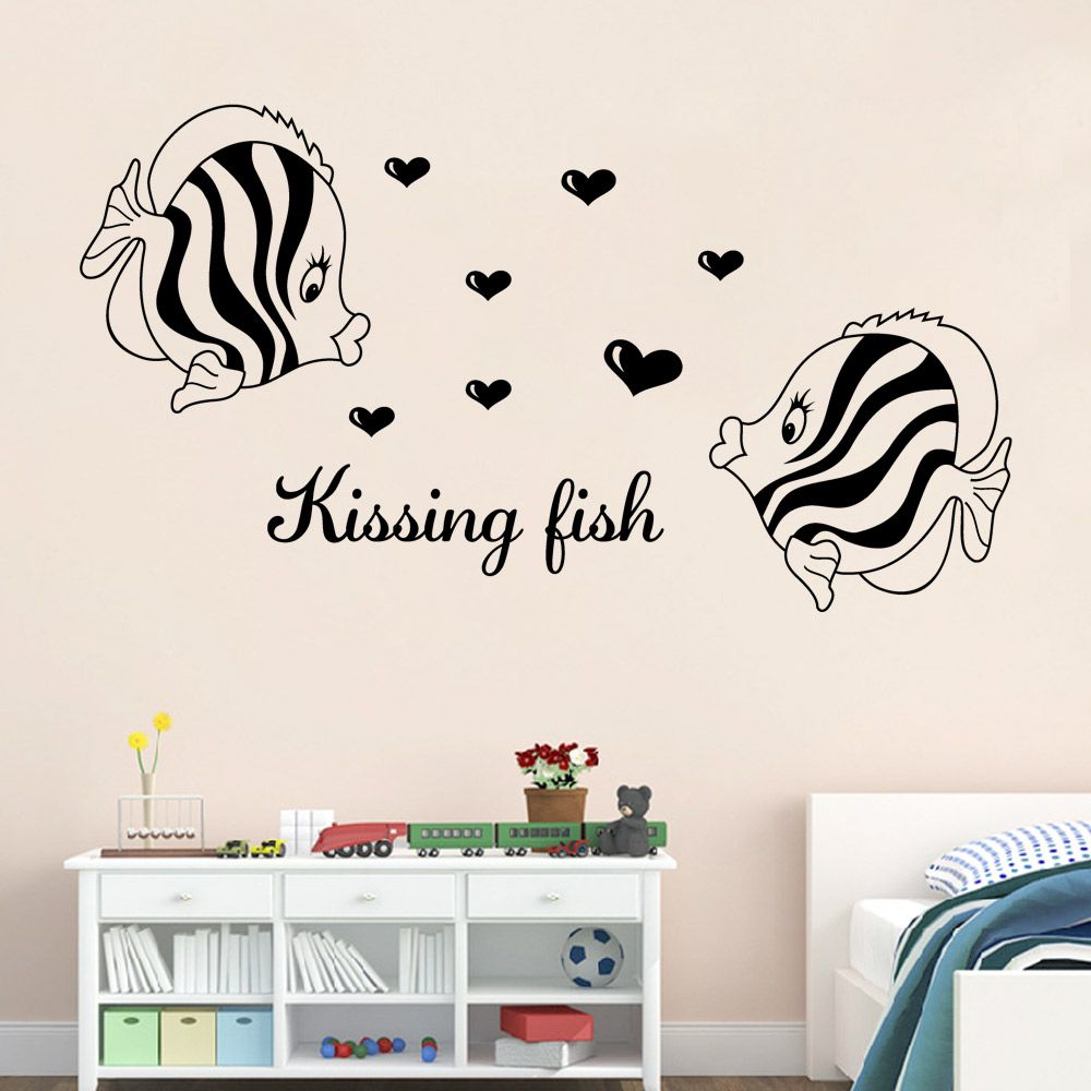 Kissing Fish Wall Art Mural Poster Decor Home Art Wall Decal truly Kissing Fish Home Decor