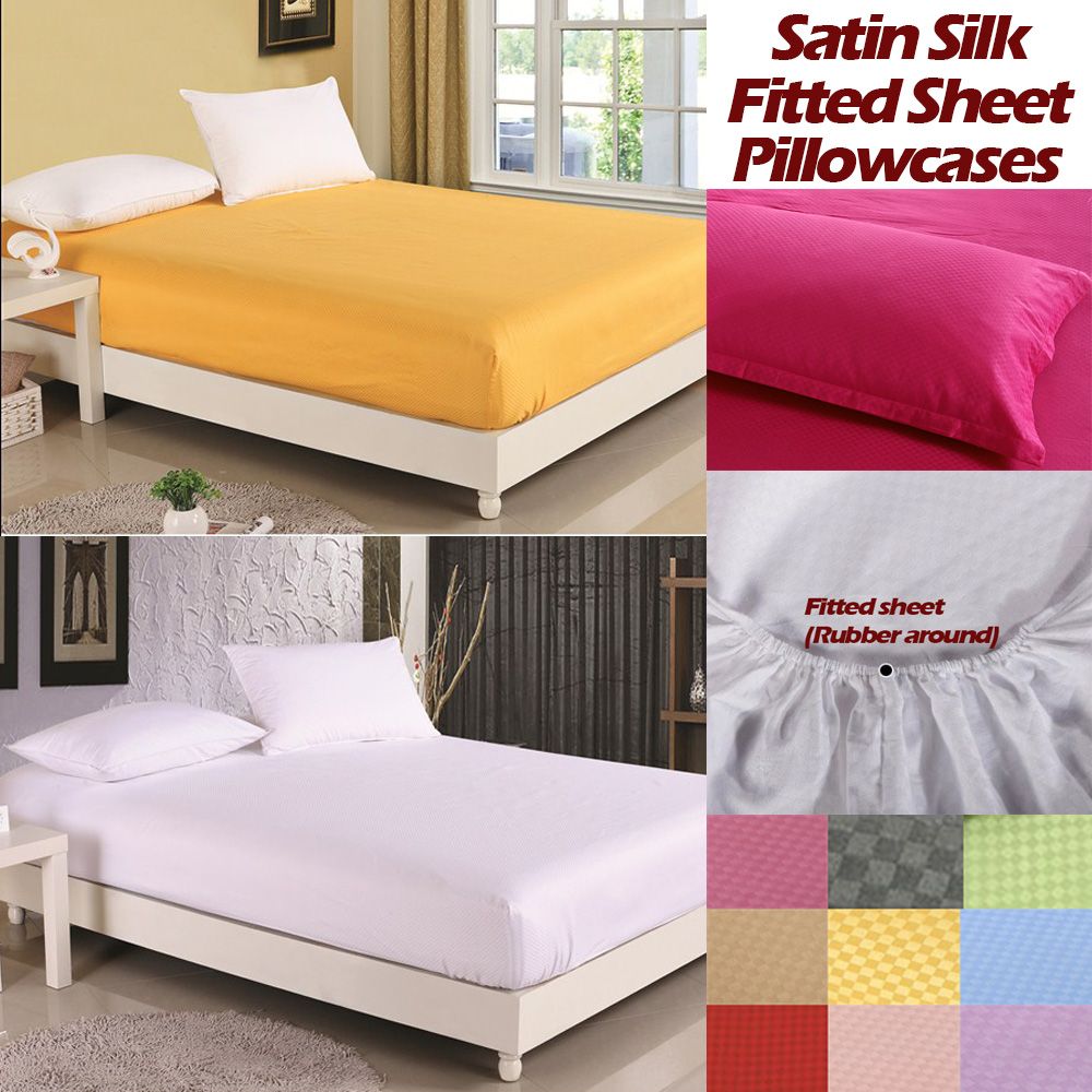 luxury satin silk fitted bed sheet elastic bed cover mattress covers fitted bed sheets online