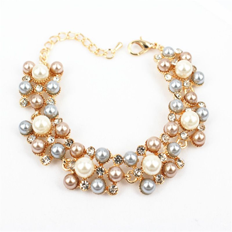 2016 New Fashion Imitation Pearl 18K Dubai Gold Necklace Beads Jewelry