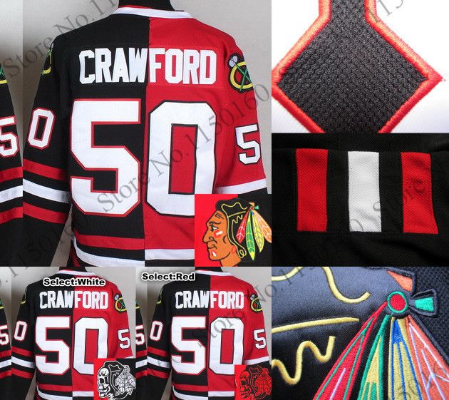 blackhawks half and half jersey