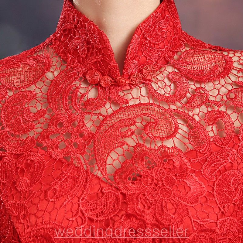 red lace cheongsam