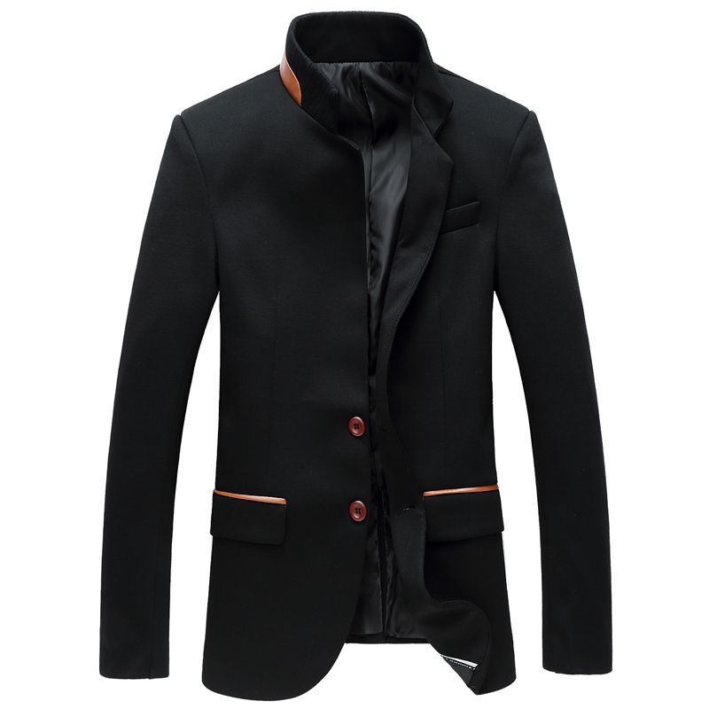 Best Mandarin Collar Blazer Men Grey Single Breasted Casual Wedding Men ...