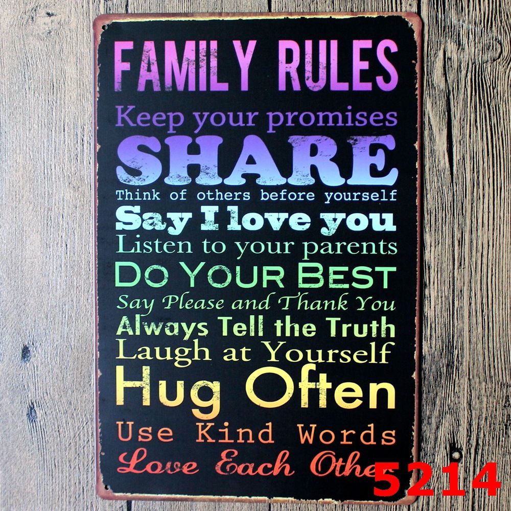 Family Rules Wall Art family rules tin sign vintage wall art keep your promises poset Family Rules Wall Art family rules tin sign vintage wall art keep your promises poset