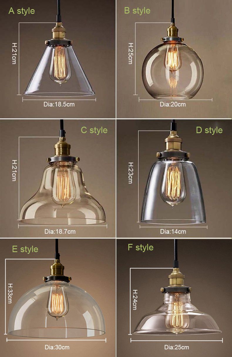 Loft RH Vintage Pendant Lights Glass Industrial Pendant Lamps Metal Retro Lustres Hanging Fixtures luminaire suspendu E27