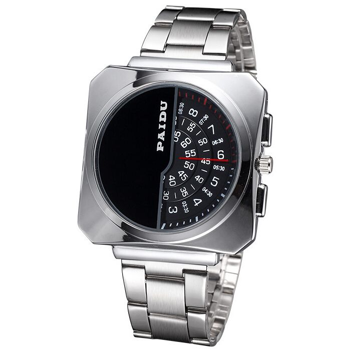 Unique Square Dial Mens Watches Gray Band Black Dial Face Quartz Watch Men PAIDU Luxury Brand