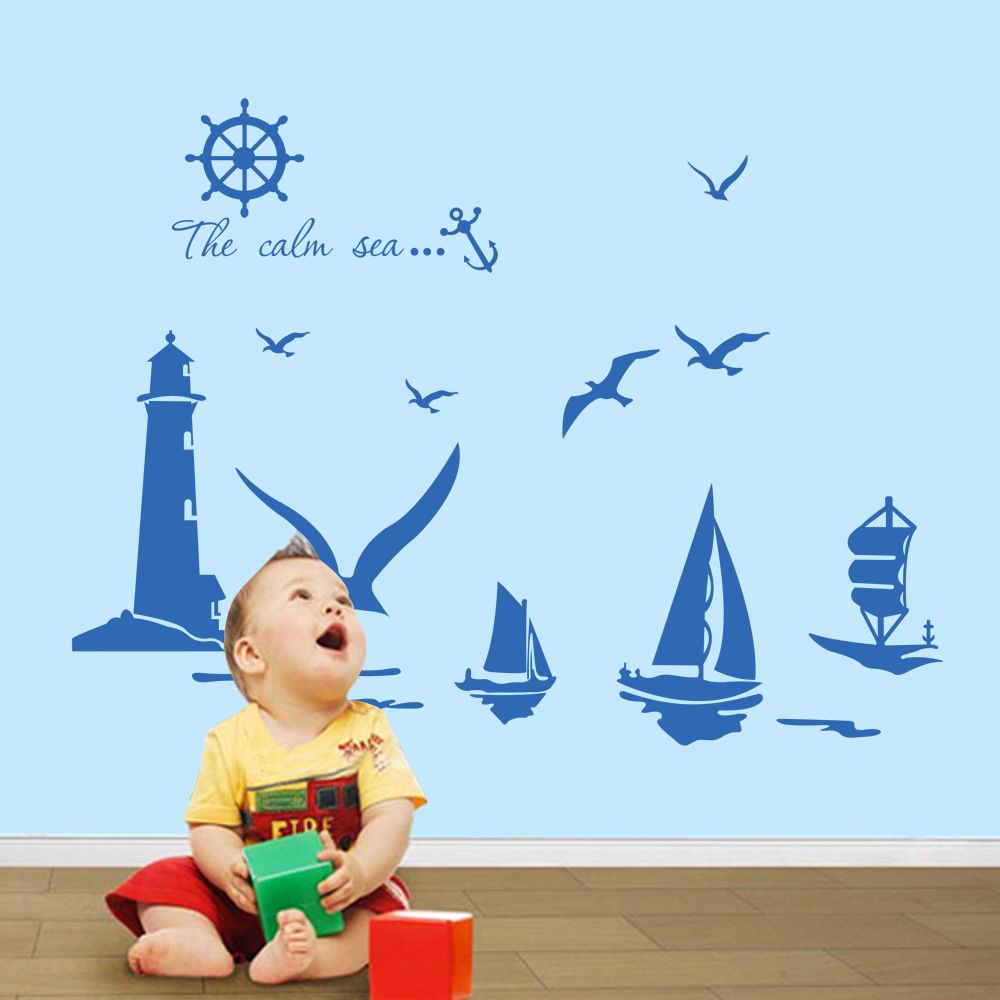 Vinyl Wall Stickers Home Decor Sailboat Lighthouse Seagull Wall Vinyl Wall Stickers Home Decor Sailboat Lighthouse Seagull Wall