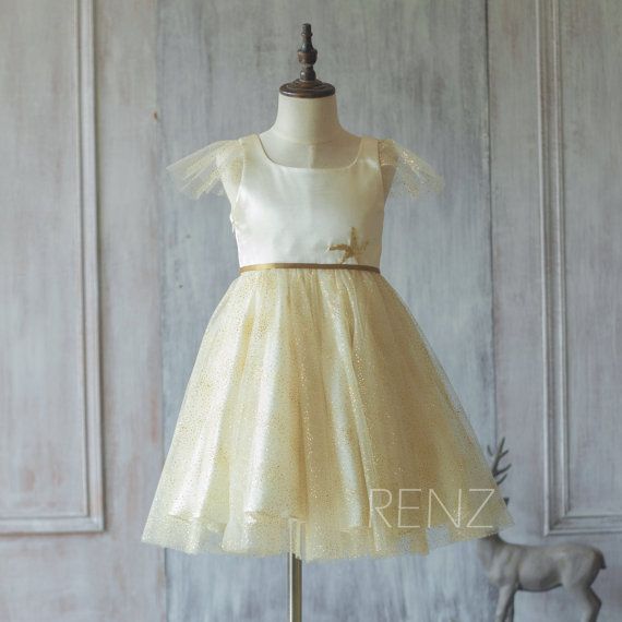 Tafeta Junior Bridesmaid Dresses in Champagne