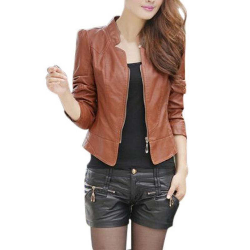 Whole Womens Girls Y Winter Slim Biker Motorcycle Pu Leather Whole Womens Girls Y Winter Slim Biker Motorcycle Pu Leather Jacket Zipper Coat Suede Jackets Brown Er From Odelettu