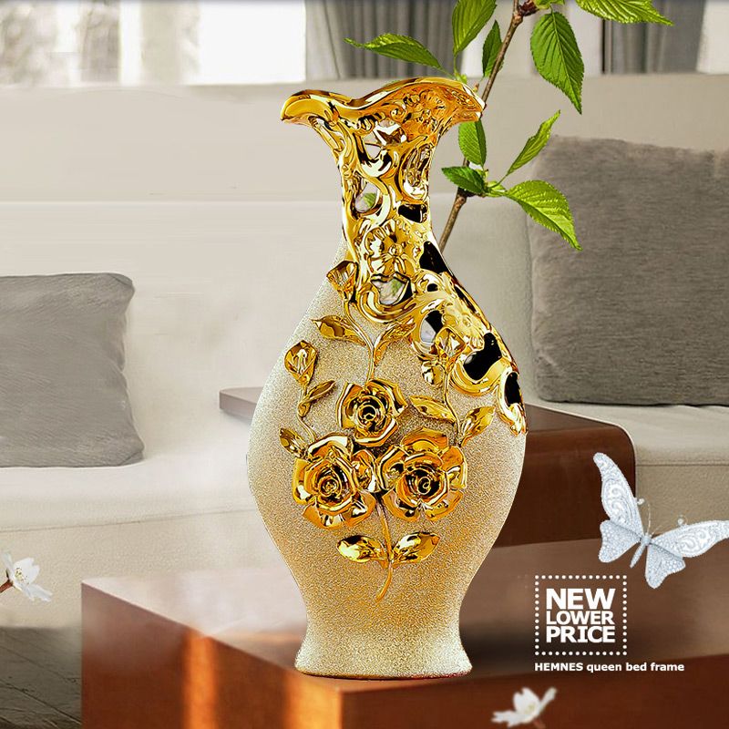 High Quality Jingdezhen Ceramic  Gold Plating Vase For Home  