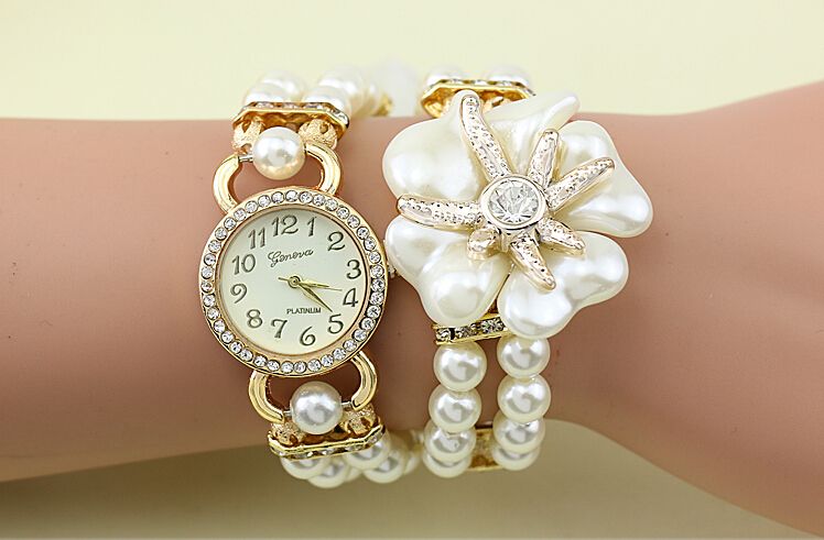 Fashion Luxury Pearl Flower Watches Pearl Watch Women Quartz Watches ...