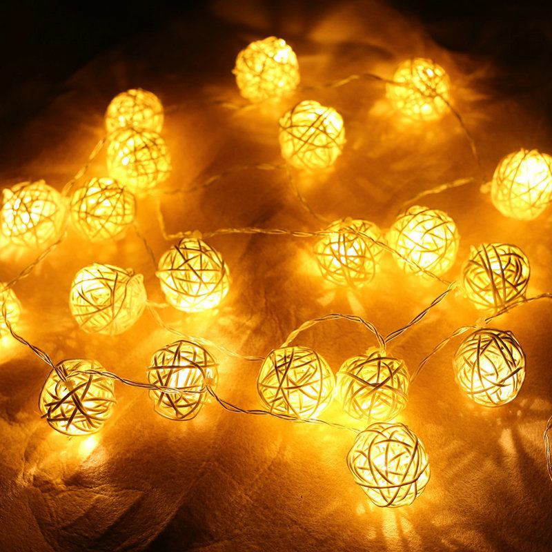 Lights Garlands 4m 20 Led Rattan Ball String Fairy Lights Garlands 4m 20 Led Rattan Ball String Fairy Lanterns Wedding Decor Party Warm White Strip Lighting