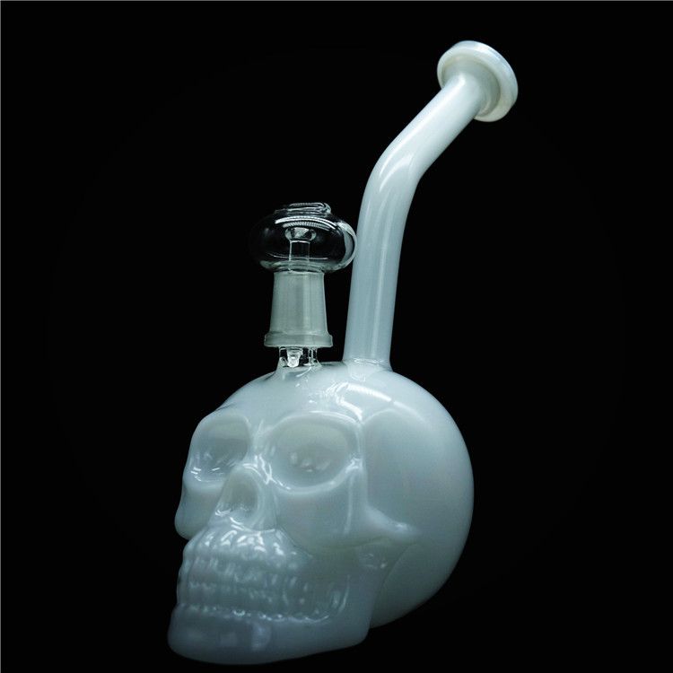 2018 2 Funtions White Skull Bong Authentic Skull Oil Rigs Glass Water