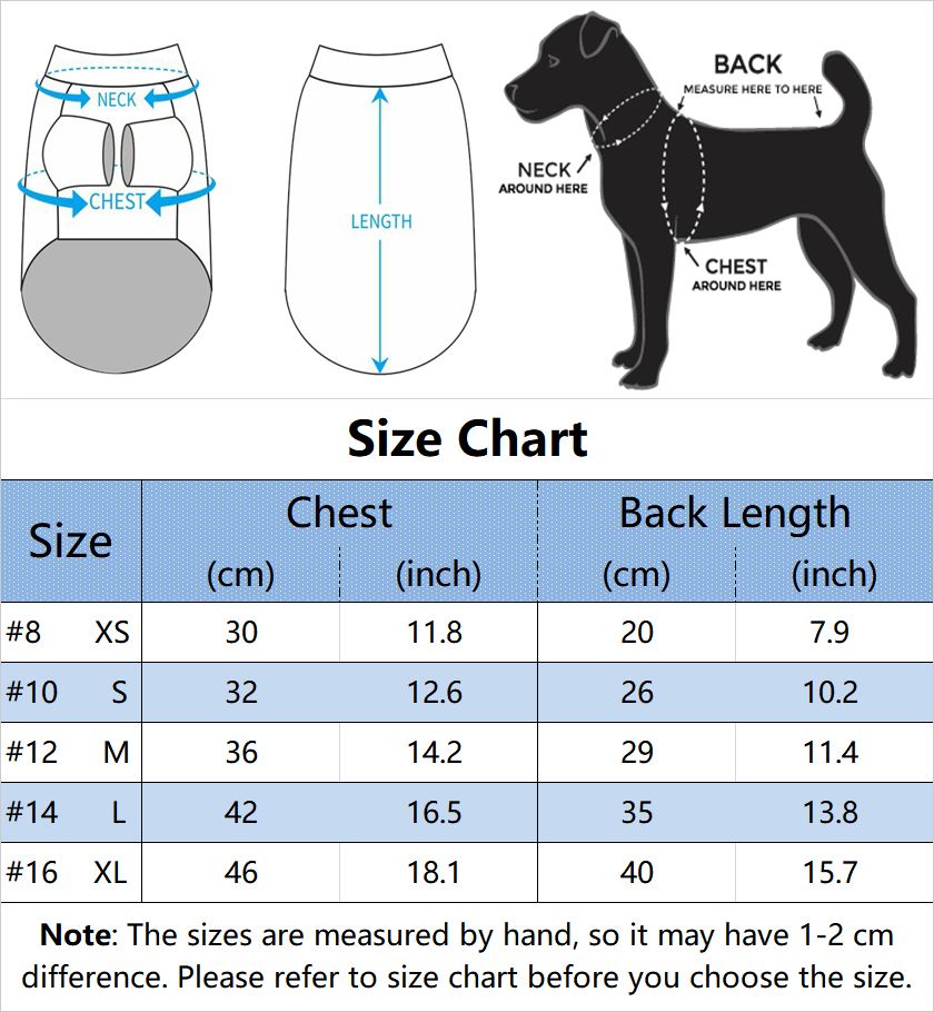 Dog Clothes Size Chart By Breed