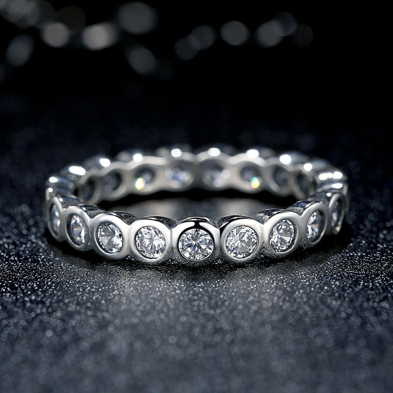 Alluring Brilliant Pandora Style Large Round Eternity Silver Ring with Cubic Zirconia Promise