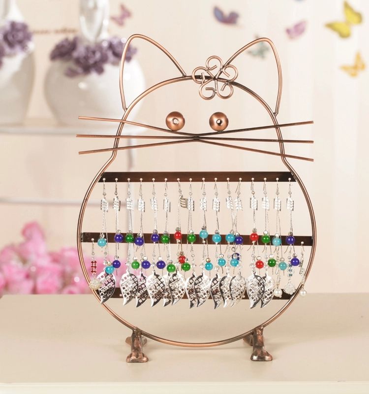 2021 Iron Lucky Cat Earring Stud Holder Metal Jewelry Organizer
