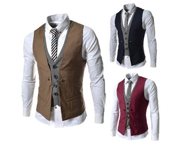 2019 Men Vest Suit Mens Sleeveless Jacket Wholesale Hot 2016 New Men&#39;S Plaid Spell Color Slim ...
