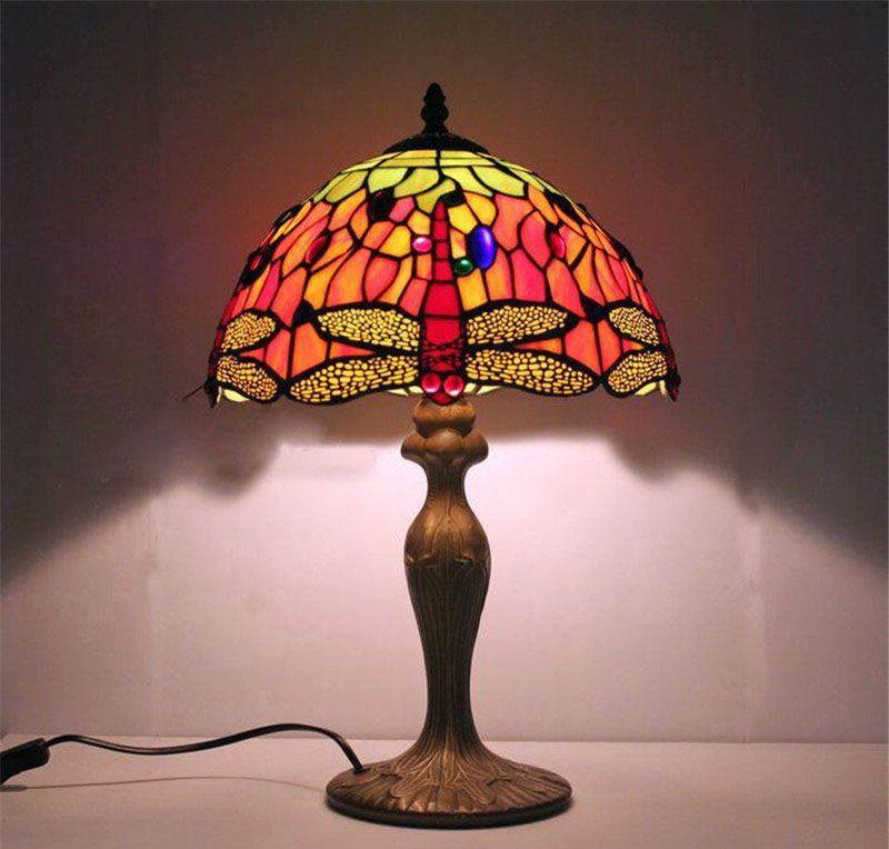 Fumat Stained Glass Table Lamps Round Colored Lamp Bedside Fumat Stained Glass Table Lamps Round Colored Lamp Bedside Dragonfly Lampshade For Living Room Bed Lights