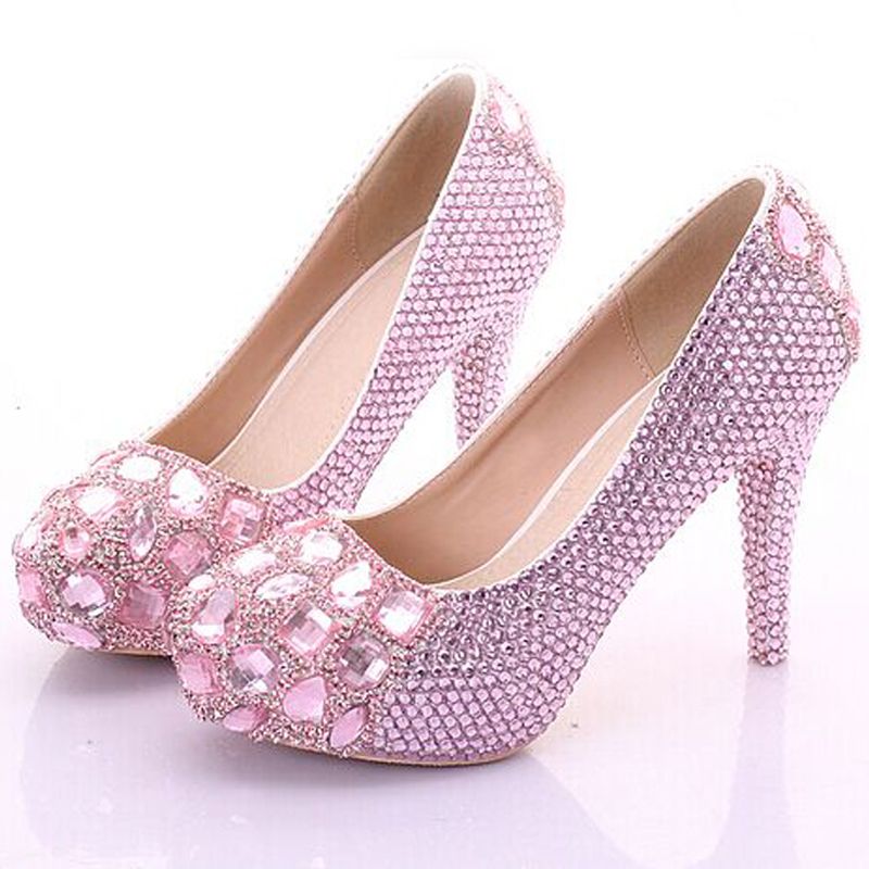 Sexy Luxo Strass Princesa Sapatos De Casamento Para A Mulher De Salto Alto  Rosa Bombas De Cor Doce Sapatos De Mulher De Partyprom, $358,57 |  Pt.Dhgate.Com