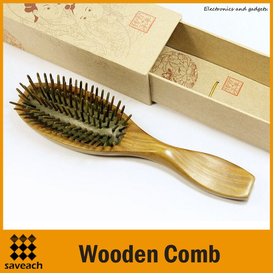 Wooden Comb Shower Brush Detangling Hair Keratin Care Spa Massage