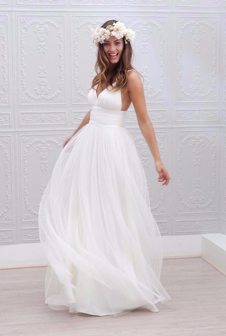 Discount Beach Wedding Dresses Spaghetti Straps Pure White Ruched Discount Beach Wedding Dresses Spaghetti Straps Pure White Ruched