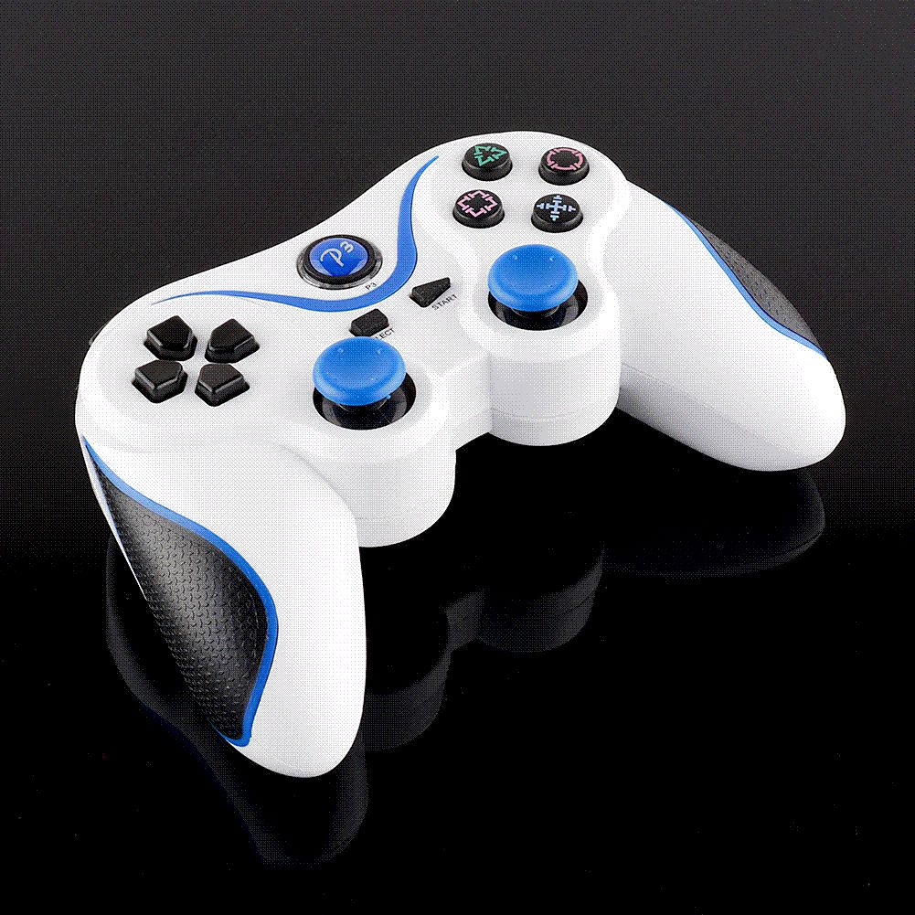 Hot Wireless Bluetooth Remote Doubleshock Game Controller White Blue For PS3 Playstation Laptop 
