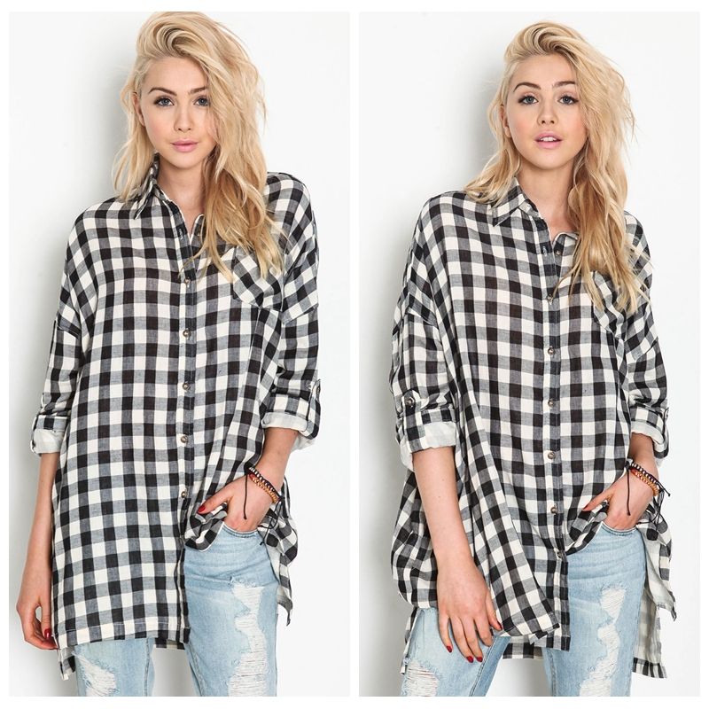 how to style black and white plaid shirt