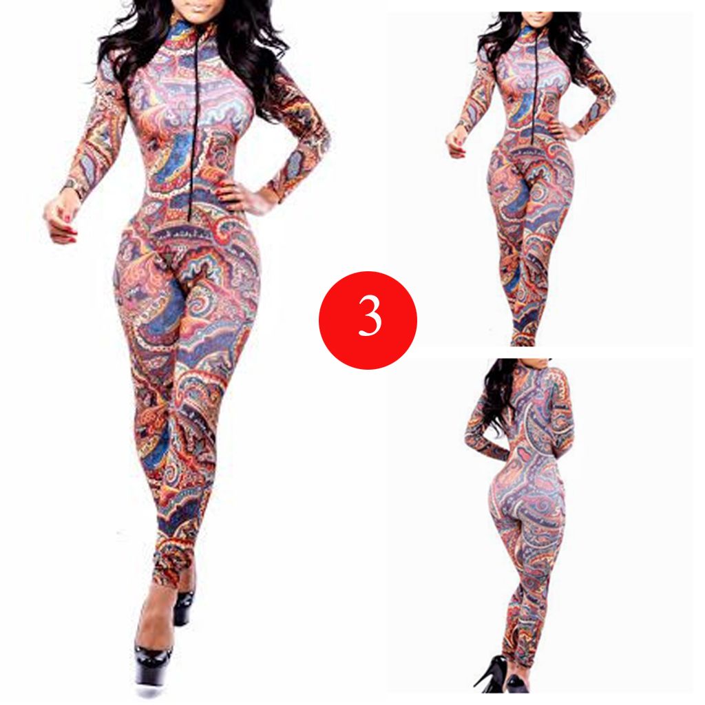 2021 Women Sexy Style Long Sleeve Spandex Patchwork Sexy Bandage Jumpsuits 2014 New Arrival