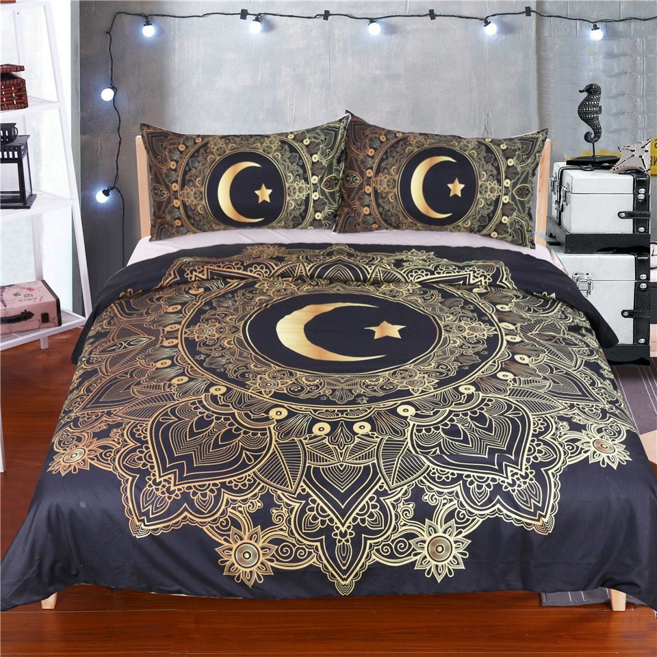 Moon Star Galaxy Bedding Sets Twin Full Queen King Size Space Duvet Moon Star Galaxy Bedding Sets Twin Full Queen King Size Space Duvet Cover Set With Pillowcases Gold Comforter From Lh050918 39 5 Dhgate Com
