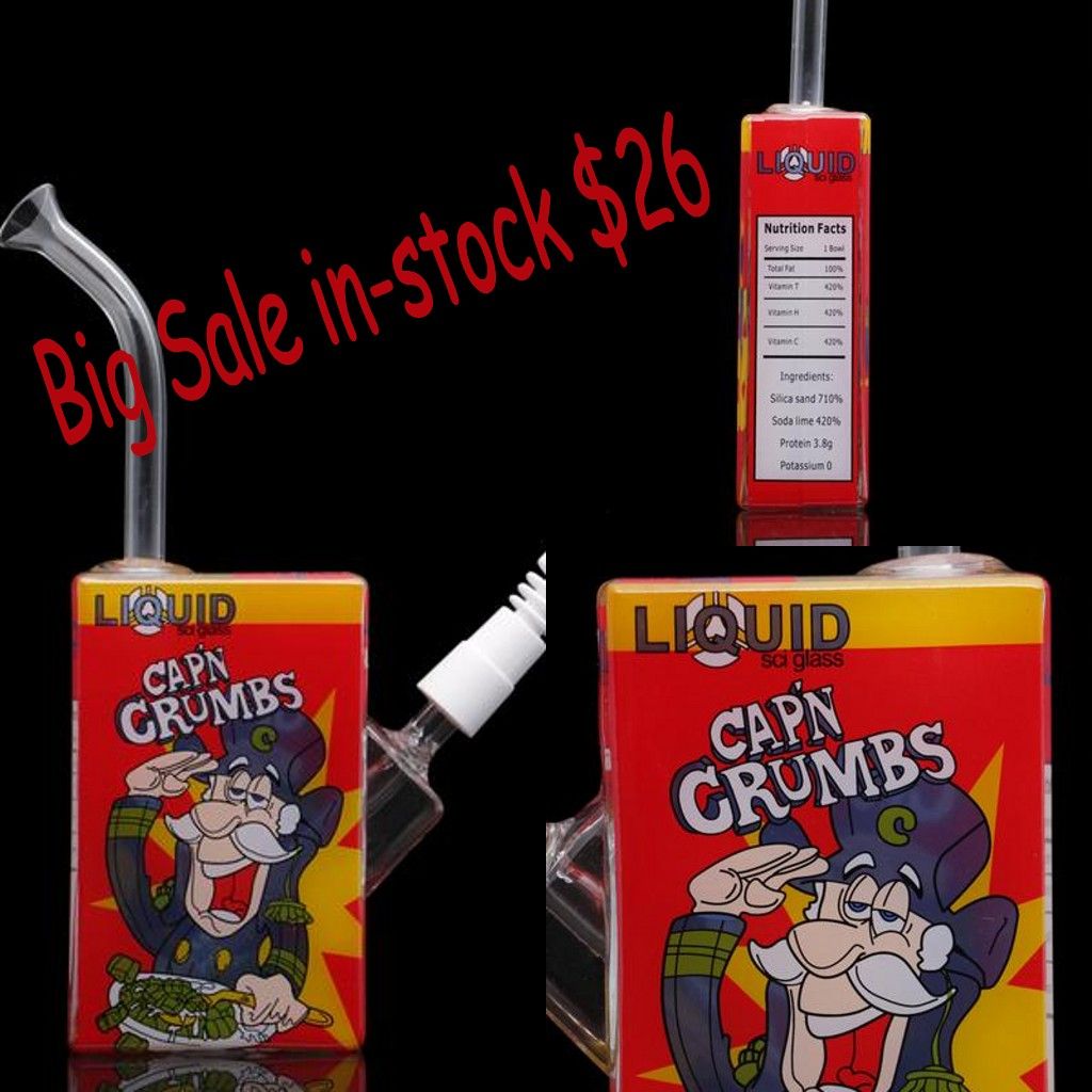 2019 Cheap Liquid Sci Glass Bong CAPN CRUMBS Cereal Box Oil Rigs