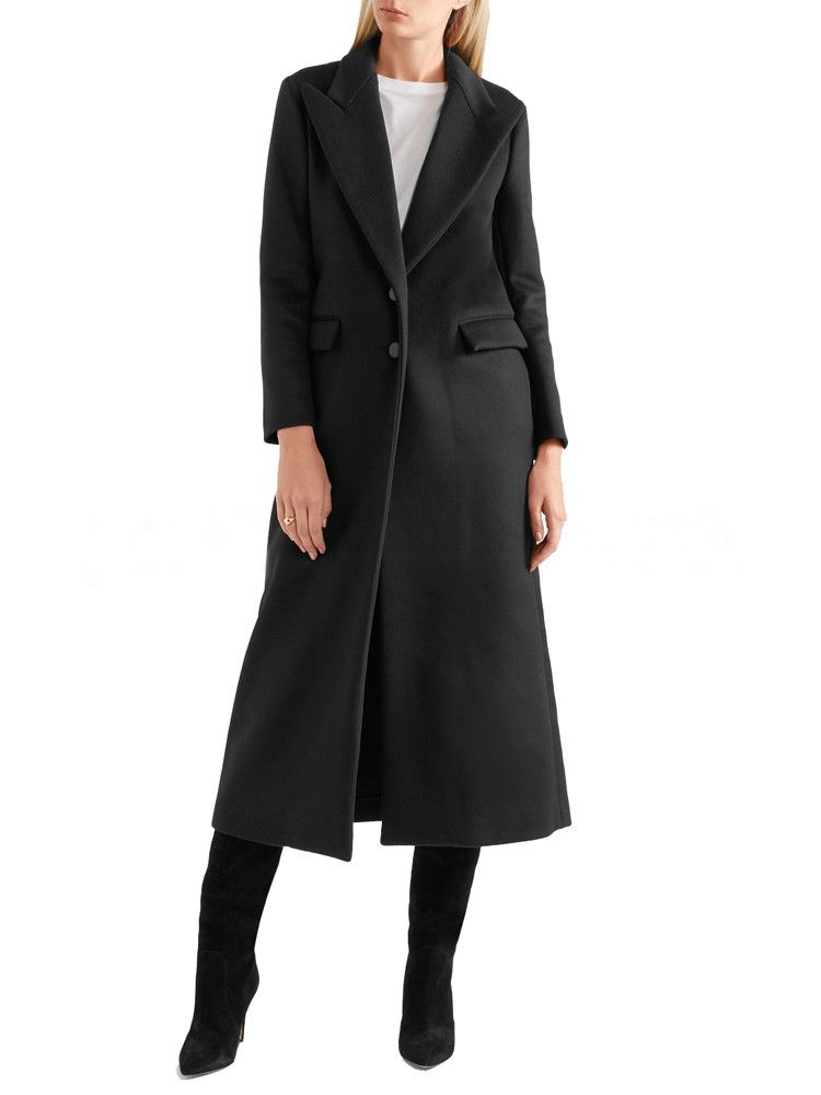 ♥ETHELDING♥ Women Woolen Leather Patchwork Long Coat Jacket Overcoat Outwear Zipper Winter Warm 