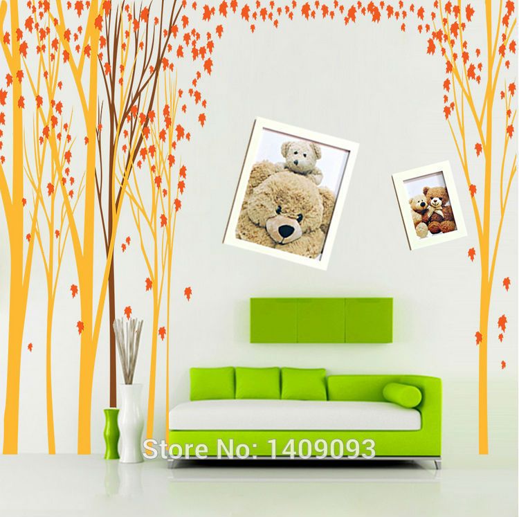 Extra Large 448 200cm Big Tree Wall Sticker Home Decor Living Room Extra Large 448 200cm Big Tree Wall Sticker Home Decor Living Room Decorative Vinyl Yellow Orange Mixed Color Make Your Own Stickers