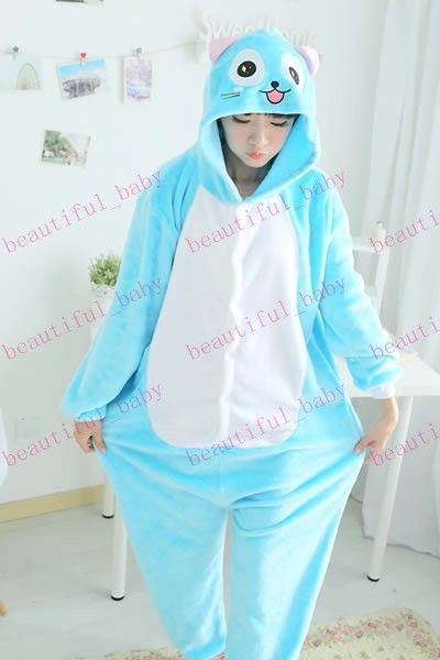 2021 Brand New Fairy Tail Happy Cat Fleece Pajamas Unisex Onesie ...