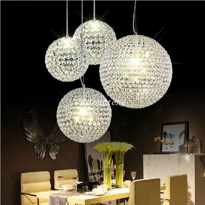 AIRUI 5-armige Kristallkugel-Pendelleuchte – Höhenverstellbar, G4 LED, 15W, Für Wohnzimmer & Flur